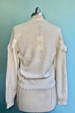 Cream Ruffled Pointelle Sweater by Molly Bracken