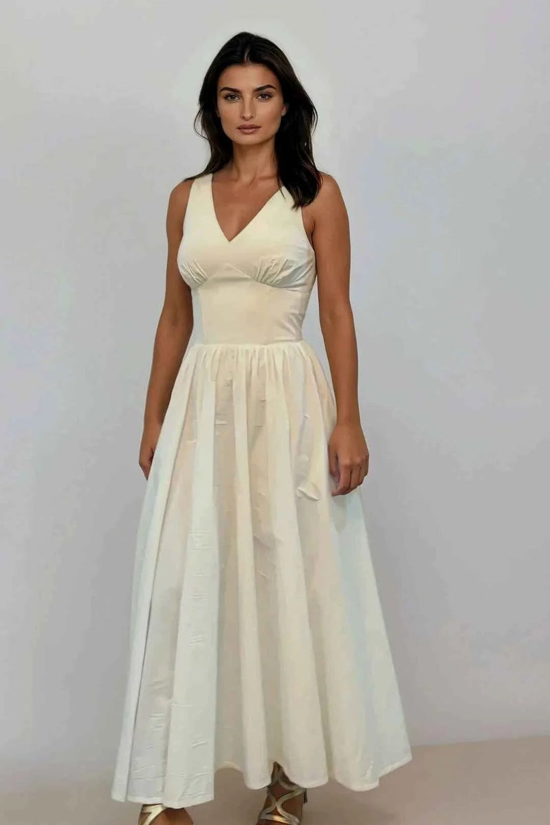 White Lysandra Midi Dress by Timeless London