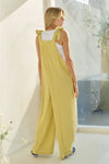 Checkered Jacquard Wide Leg Jumpsuit in Yellow