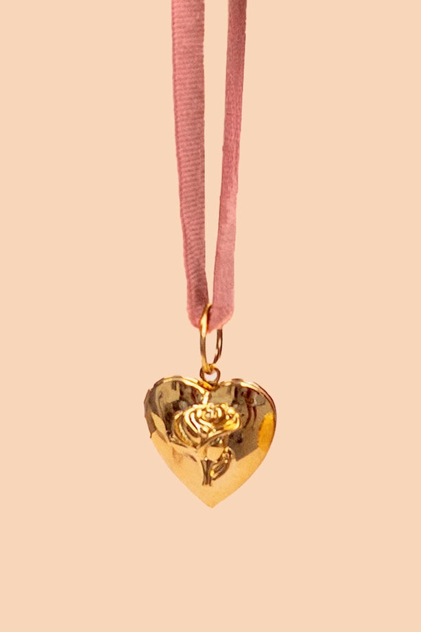 Blush Velvet Time Heart Necklace Choker by Peter and June