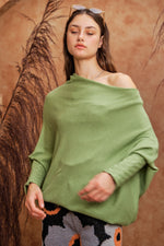 Green Slouchy Sweater with Long Cuffs