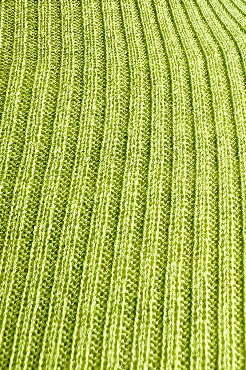 Lime Ribbed Knit High Collar Sweater by Compania Fantastica