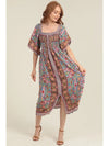 Ruffle Sleeve Boho Smocked Midi Dress