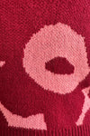 Pink & Burgundy Large Scale Floral Print Sweater