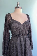 Charcoal Sweetheart Lace Sleeve Mini Dress