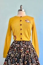 Woodland Mushroom Cardigan in Mustard by Banned