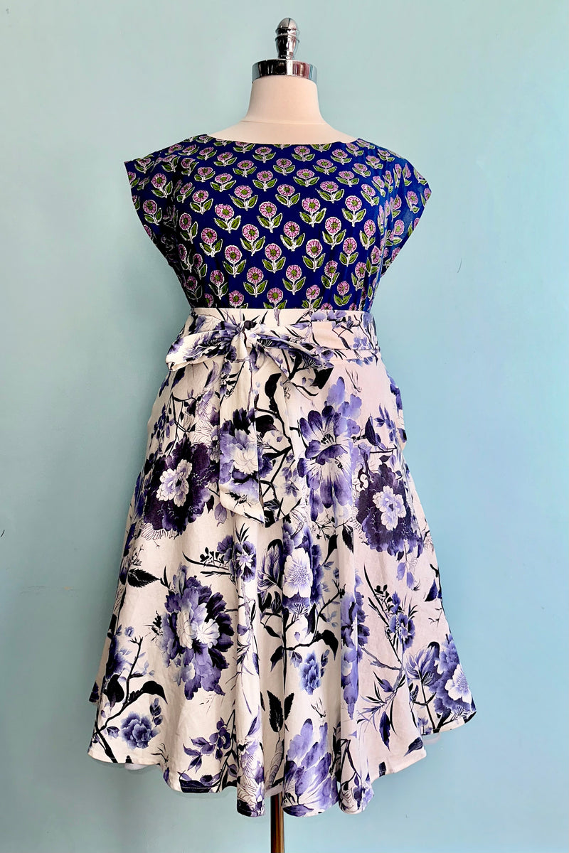 Chinoiserie Flowers Clara Skirt in Purple and Black by Miss Lulo