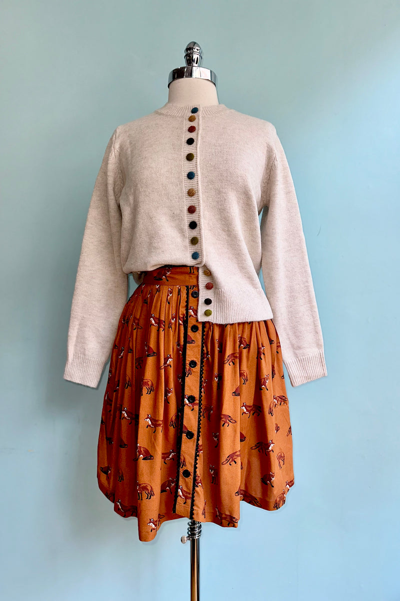 Ivory Cardigan Sweater with Multicolored Buttons by Compania Fantastica