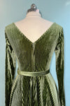 Chartreuse Long Sleeve Velvet Dress