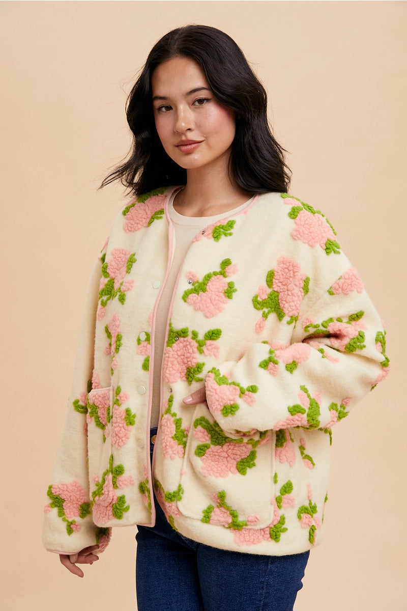 Floral Tufted Jacket in Ivory