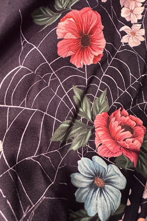 Floral Moth and Web Midi Wrap Dress by Voodoo Vixen