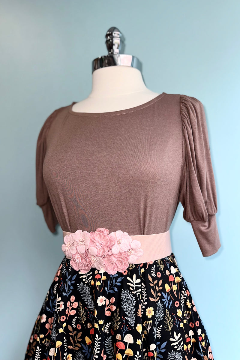 Mocha Soft Puff Sleeve Crop Top