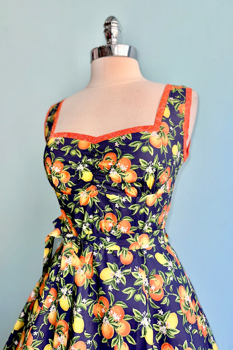 Navy Oranges Sadie Dress by Heart of Haute