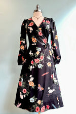 Floral Moth and Web Midi Wrap Dress by Voodoo Vixen