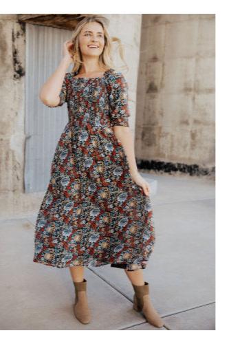 The Pepper Midi Dress in Rustic Harvest