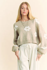 Tan Floral Long Sleeve Sweater