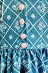 French Country Puff Sleeve Dress in Blue