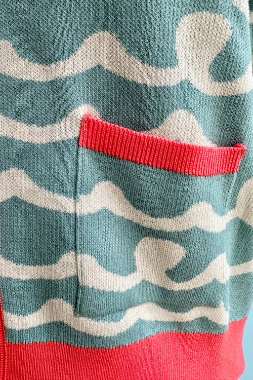 Teal Sea Waves Hilda Cardigan by Palava