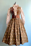 Brown Embroidered Tie Front Vest