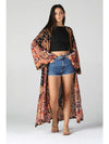Bleached Tie Dye Printed Duster Top in Black by Angie
