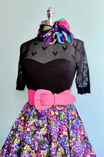 Black Heart Pattern Pullover Knit Top by Voodoo Vixen