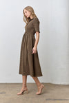 Navy and Brown Gingham Midi Dress