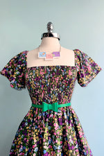 Purple Ditsy Floral Smocked Dress