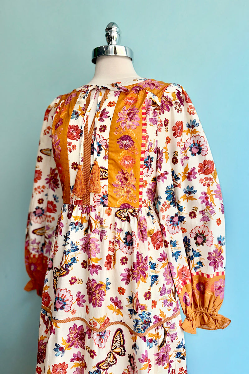 Floral Border Print Midi Dress