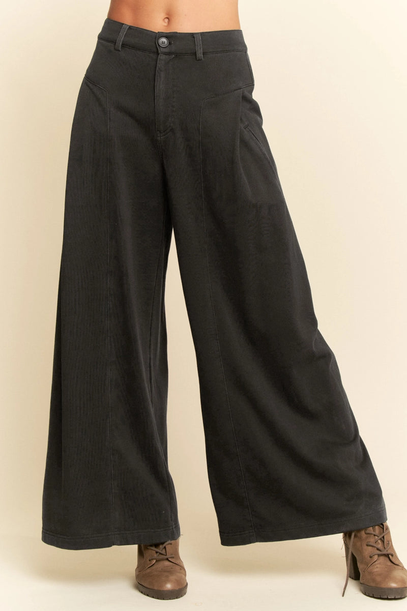 Jersey Wide Leg Pants in Black