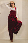 Burgundy Velvet Wide Leg Jumpsuit