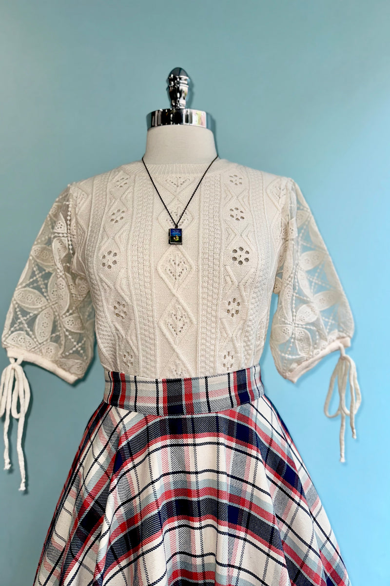 Ivory Eyelet and Embroidered Sweater