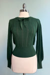 Angel Pointelle Knit Sweater in Green by Banned