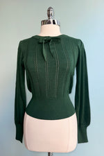 Angel Pointelle Knit Sweater in Green by Banned