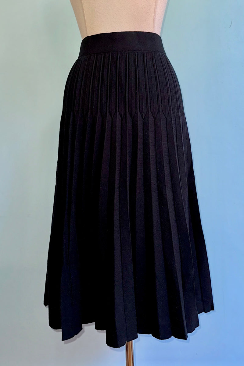 Black Pleated Sweater Skirt by Molly Bracken