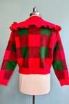 Holiday Plaid Sailor Collar Cardigan