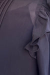 Black Ruffle Button Down Blouse by Molly Bracken