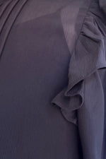 Black Ruffle Button Down Blouse by Molly Bracken