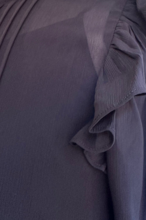 Black Ruffle Button Down Blouse by Molly Bracken