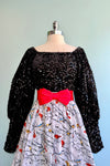 Black Sequin Square Neck Puff Sleeve Top