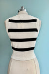 Black and Ivory Striped Cropped Sweater Vest