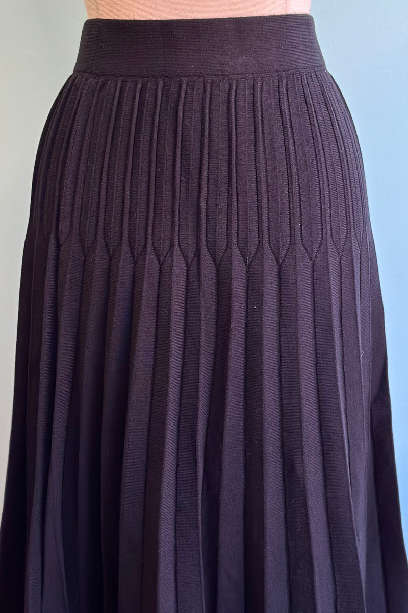 Black Pleated Sweater Skirt by Molly Bracken