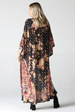 Bleached Tie Dye Printed Duster Top in Black by Angie