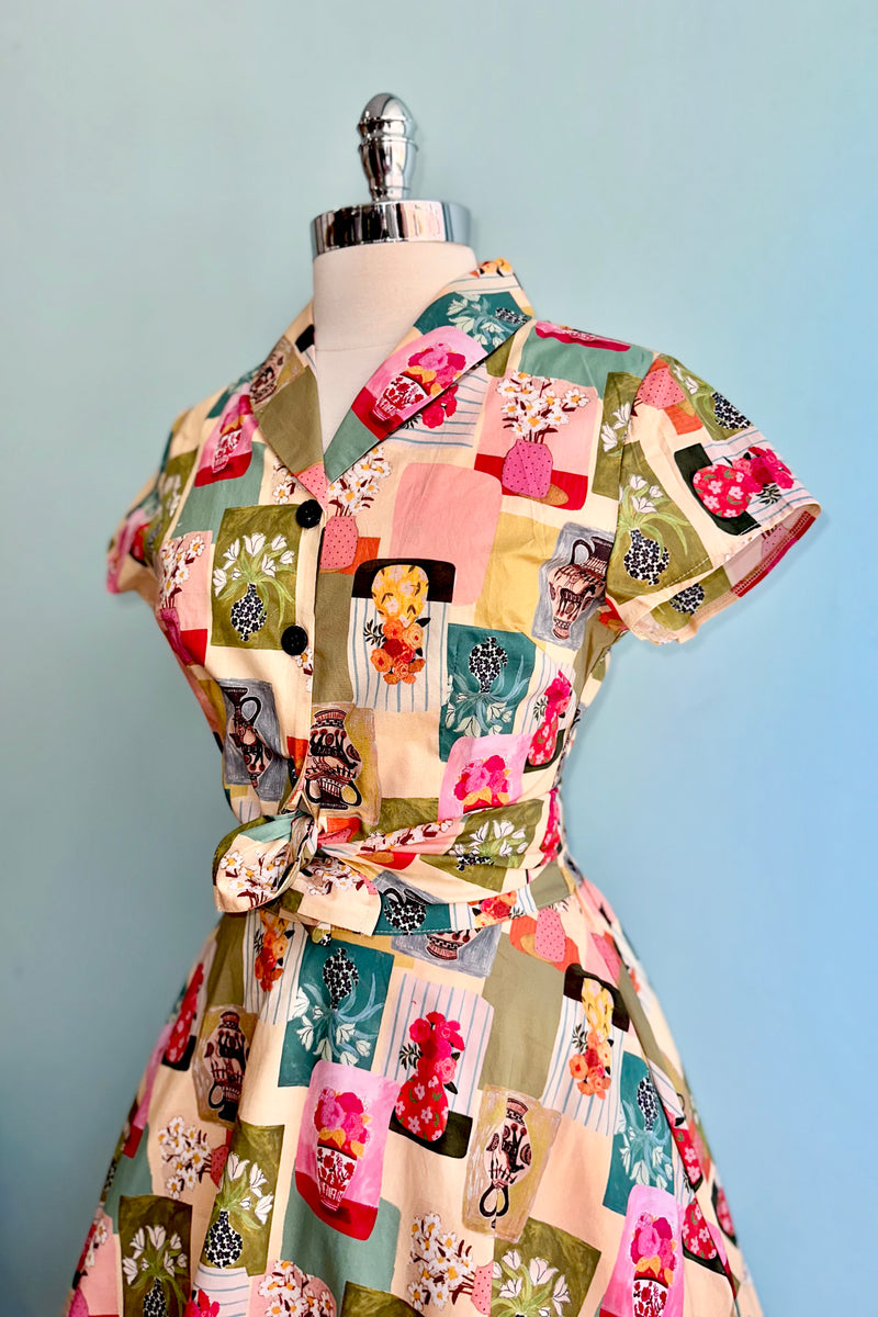 Colorful Vases Print Full Skirt by Tulip B.