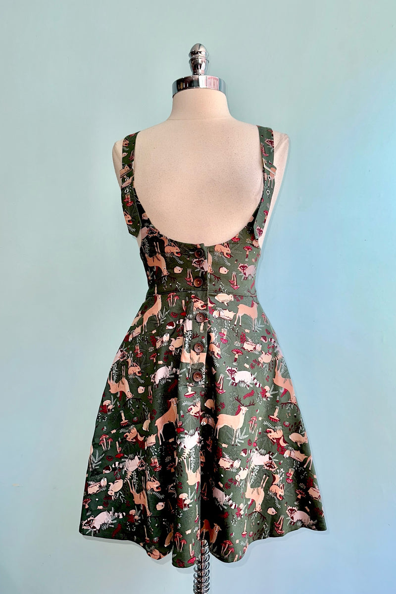 Woodland Creatures Pinafore Skirt by Banned