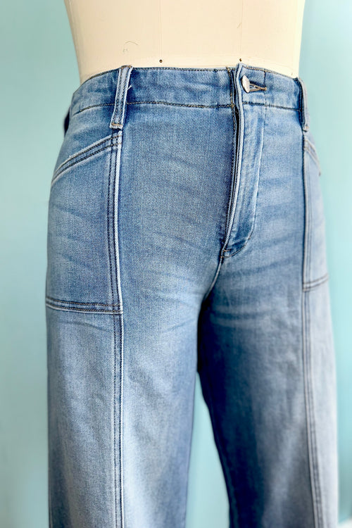 Eco Friendly Tummy Control Raw Hem Palazzo Jeans by Artemis Vintage
