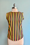 Navy and Chartreuse Stripe Millie Muscle Tee Top by Mata Traders