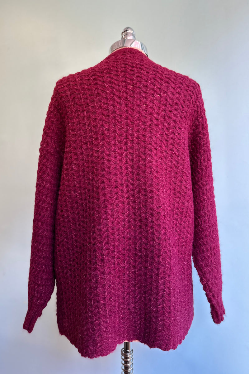 Dark Red Super Soft Open Cardigan by Molly Bracken