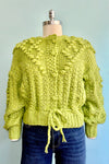 Lemongrass Tufted Dot Cable Knit Cardigan