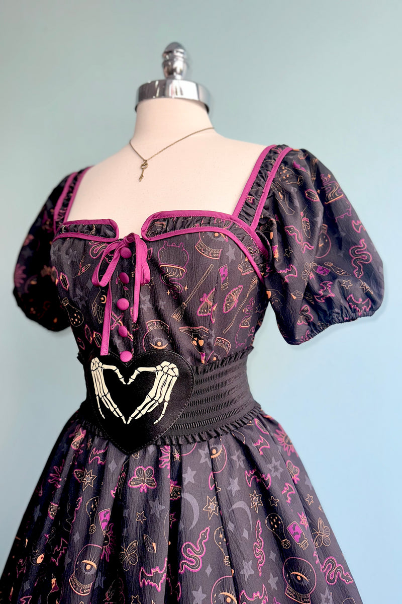 Mystical Puff Sleeve Dress in Black