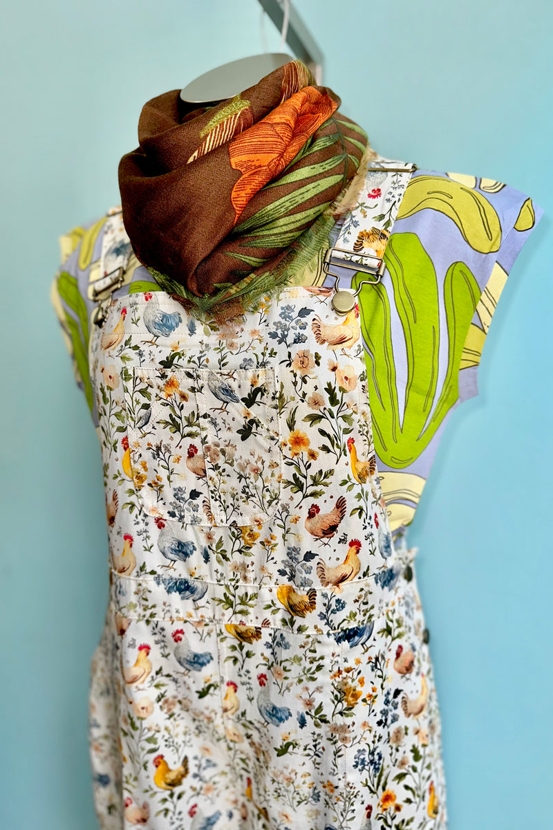 【Maison Special 】Flower motif overalls Rooster and Floral Overalls – Modern Millie